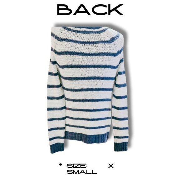 Olive and Oak Navy Striped Sweater- Front Pockets- XS - Picture 2 of 2